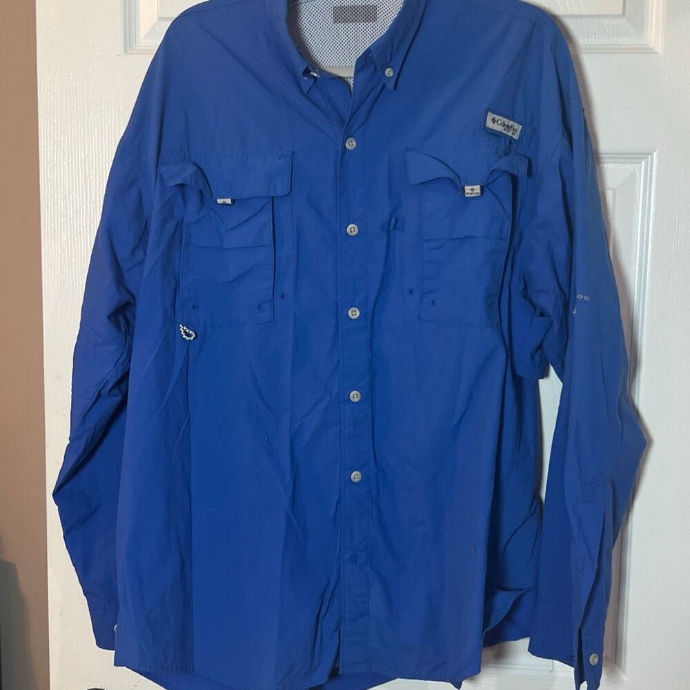 Columbia PFG Men’s Blue Long Sleeve Fishing Shirt (L)